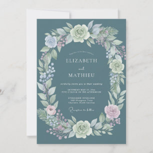 Invitation Mariage Fleur Sauvage Mauve Acier