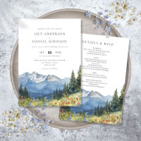 Mariage Fleur sauvage moderne Watercolor Mountain