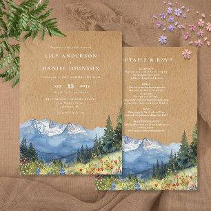 Invitation Mariage Fleur Sauvage Montagnard Aquarelle Rustiqu