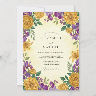 Invitation Mariage Fleur Sauvage Moutarde Violette
