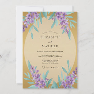 Invitation Mariage Fleur Sauvage Ocbre Pourpre Wisteria