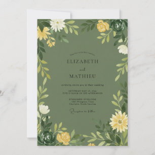 Invitation Mariage Fleur Sauvage Olive