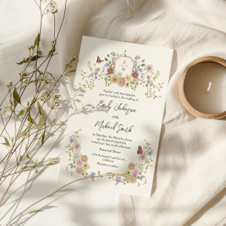 Invitation Mariage Fleur sauvage Pastel