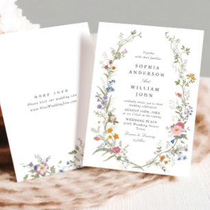 Invitation Mariage Fleur sauvage Pastel Pink Bohemian