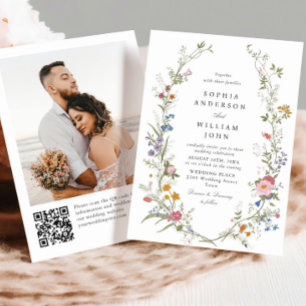 Invitation Mariage Fleur sauvage Pastel Pink Bohemian