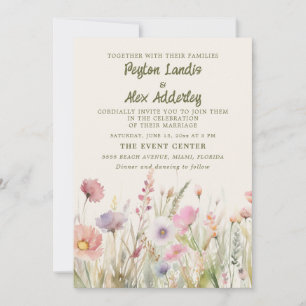 Invitation Mariage Fleur sauvage Pastel Watercolor