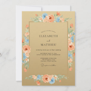 Invitation Mariage Fleur Sauvage Péché Céruléen
