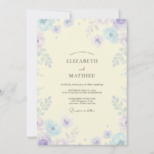 Invitation Mariage Fleur Sauvage Pervenche Beurre