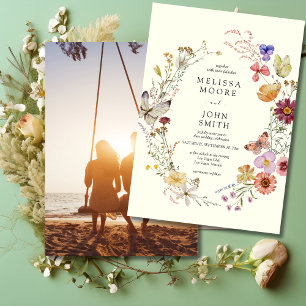 Invitation Mariage Fleur sauvage Photo Boho
