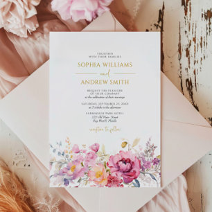 Invitation Mariage Fleur sauvage pourpre