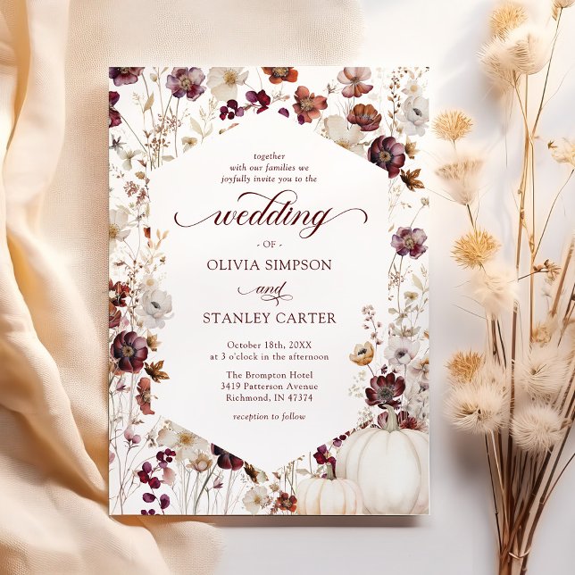 Invitation Mariage Fleur sauvage Russe Citrouille Automne (Créateur téléchargé)
