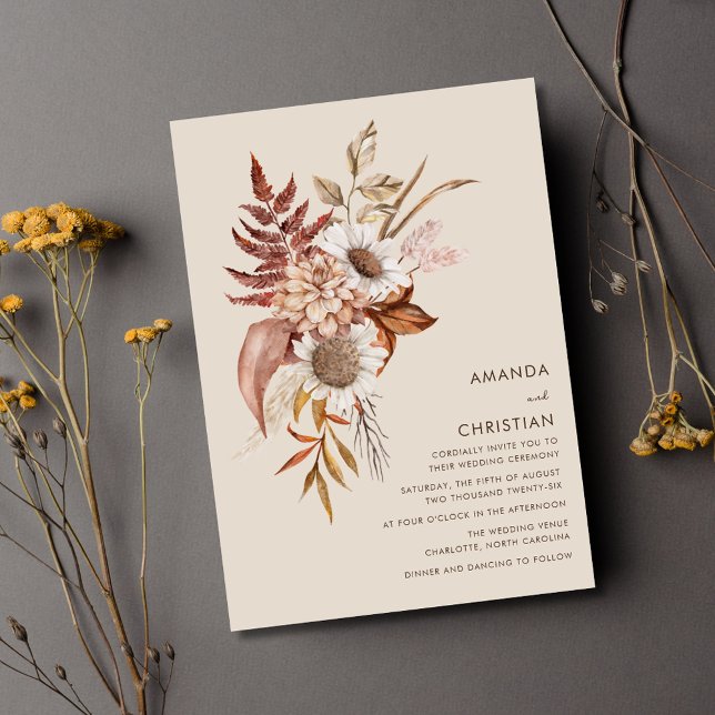 Invitation Mariage Fleur sauvage Rustic Fall (Créateur téléchargé)