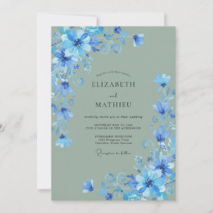 Invitation Mariage Fleur Sauvage Sauge Bleuet