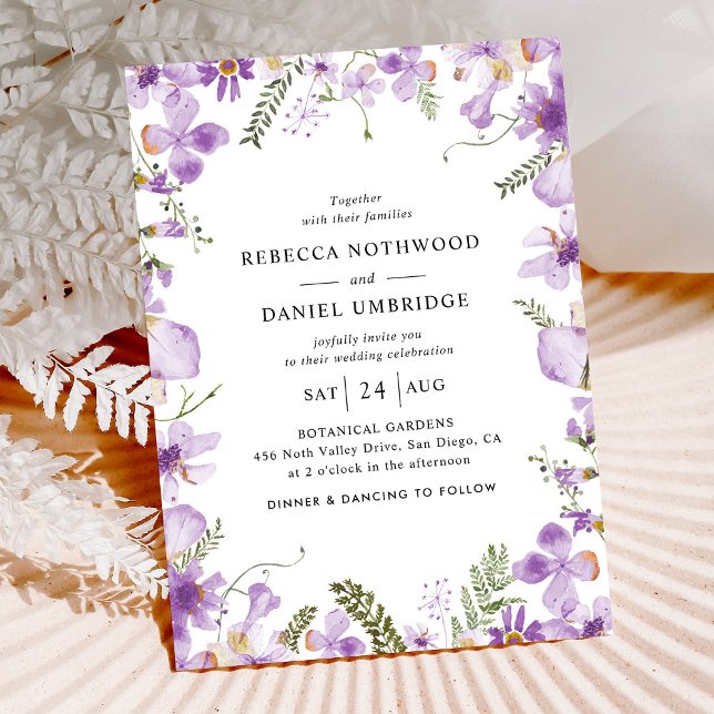 Invitation Mariage Fleur sauvage simple Lilac minimal (Créateur téléchargé)