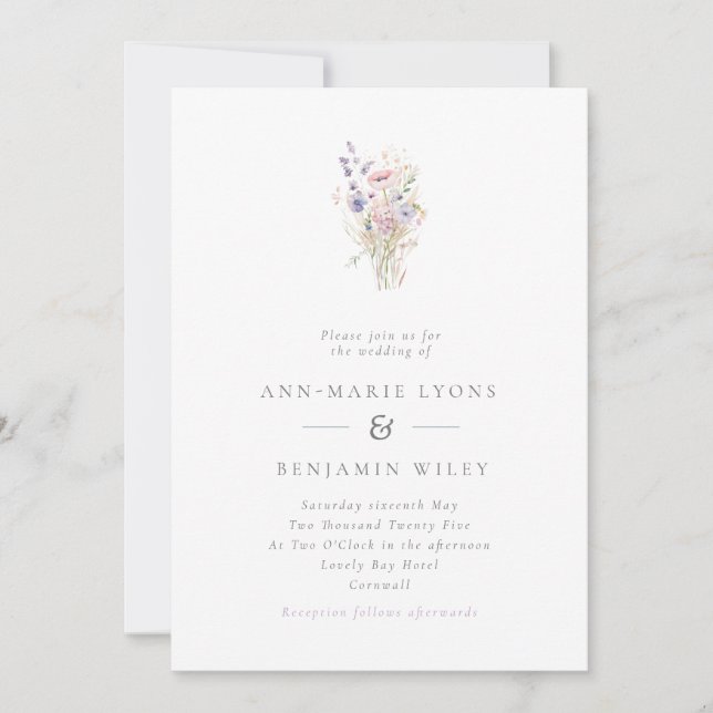 Invitation Mariage Fleur sauvage Simple Spring Lilac (Devant)
