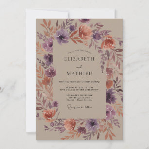 Invitation Mariage Fleur Sauvage Terre Cuite Améthyste