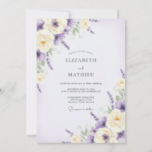 Invitation Mariage Fleur Sauvage Violet Améthyste
