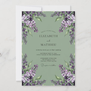 Invitation Mariage Fleur Sauvage Violet Poussiéreux