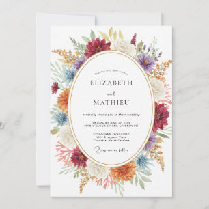 Invitation Mariage Fleur Sauvage Violette Terracotta