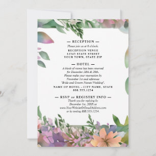 Invitation Mariage Fleur sauvage Whimsical Pastel Watercolor