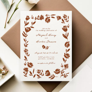 Invitation Mariage Fleur sauvage Whimsical tiré main en terre