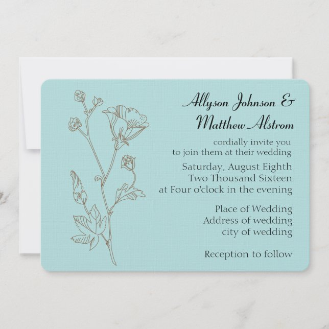 Invitation Mariage Fleur Simple Elegance (Devant)