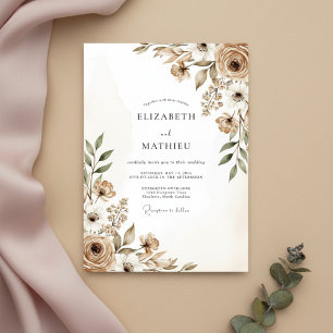 Invitation Mariage Fleur Taupe Impressionniste