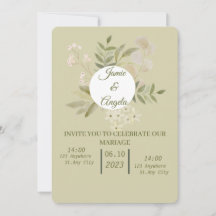 Invitation mariage fleur vert