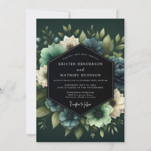 Invitation Mariage Fleur Verte Chasseur Lumineuse