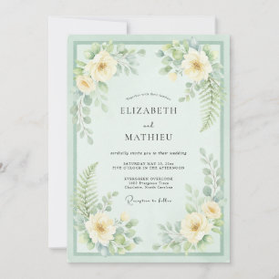 Invitation Mariage Fleur Verte Menthe