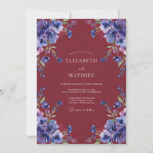 Invitation Mariage Fleur Violette Bourgeante