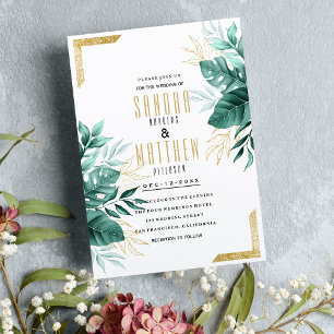 Invitation Mariage fleuri de parties scintillant vert vert tr