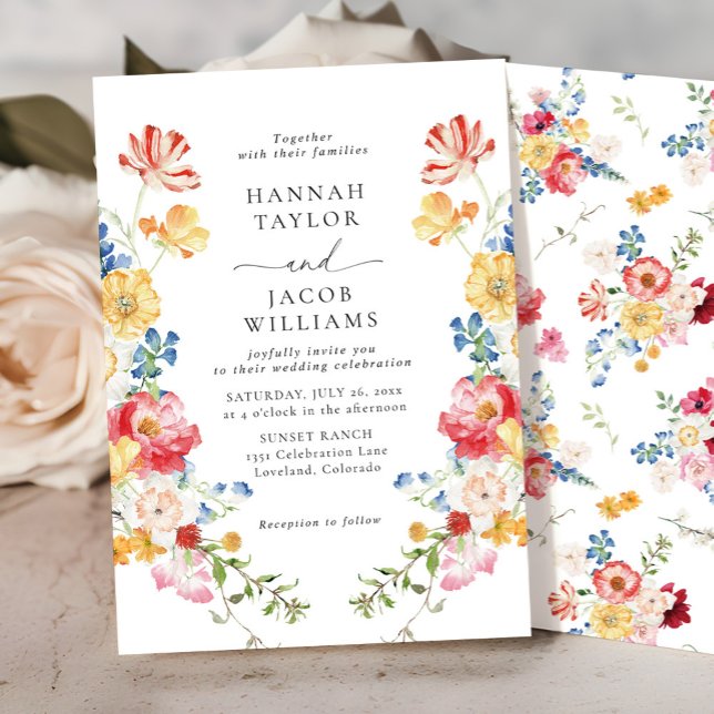 Invitation Mariage fleuri Fleur sauvage coloré (Créateur téléchargé)