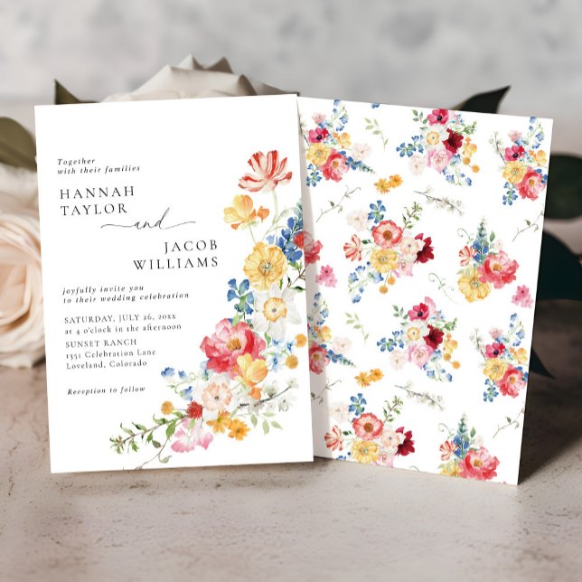 Invitation Mariage fleuri Fleur sauvage coloré (Créateur téléchargé)