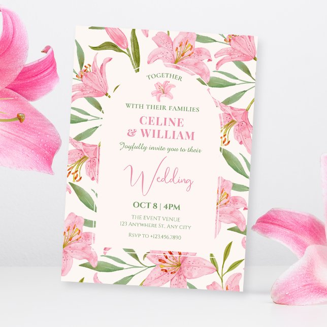 Invitation Mariage fleuri pastel vert rose (Créateur téléchargé)