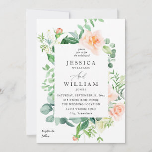 Invitation Mariage Fleurie 2b Rose et Blanc