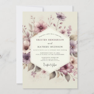 Invitation Mariage Fleurie Aquarelle Mauve