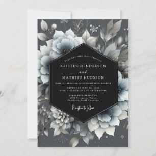 Invitation Mariage Fleurie Bleu Ardoise Humeur