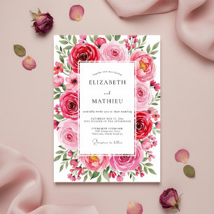 Invitation Mariage Fleurie Corail Luxuriant