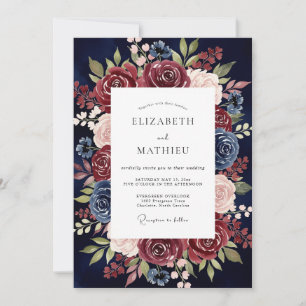 Invitation Mariage Fleurie de la Marine