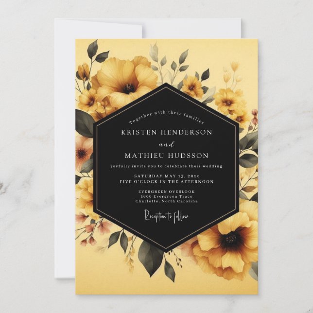 Invitation Mariage Fleurie de Mariage de Souci Vespéral (Devant)