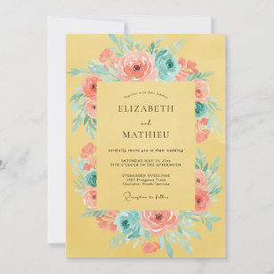 Invitation Mariage Fleurie de Rose Jaune