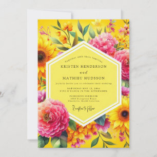 Invitation Mariage Fleurie Dorée