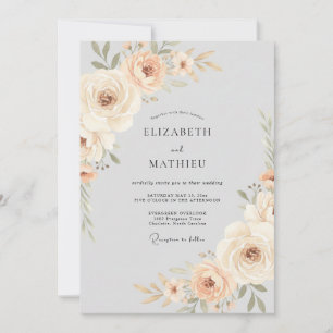 Invitation Mariage Fleurie Douce Pêche