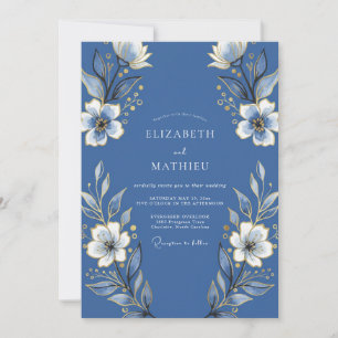 Invitation Mariage Fleurie Indigo Flourissant