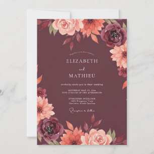 Invitation Mariage Fleurie Marron