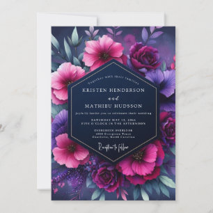Invitation Mariage Fleurie Nocturne Magenta
