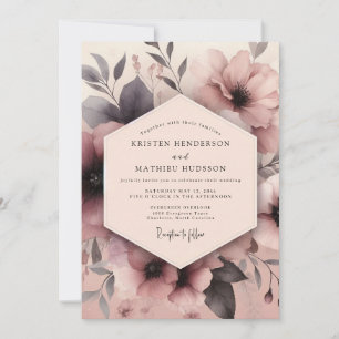 Invitation Mariage Fleurie Ombre Mauve