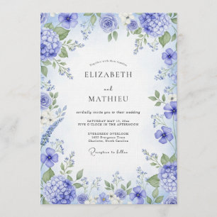 Invitation Mariage Fleurie Pâle Pervenche