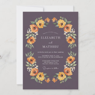 Invitation Mariage Fleurie Profond Plum